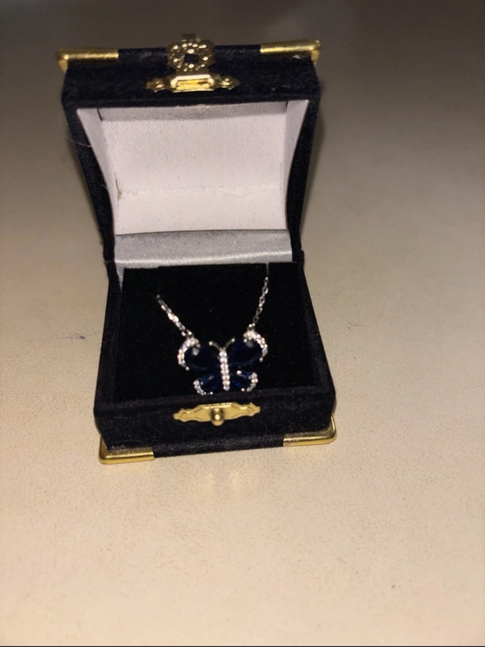 NEW!! Sterling silver sapphire Butterfly Pendant Necklace